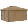 vidaXL Κιόσκι με Κουρτίνα Taupe 4 x 3 μ. Αλουμινίου