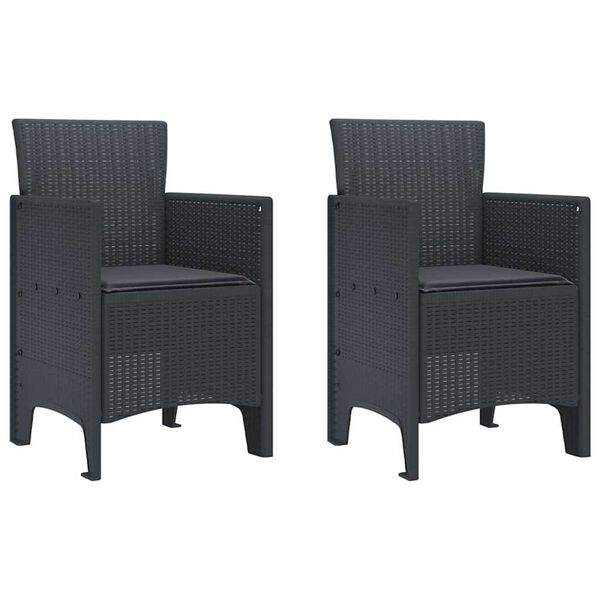 vidaXL Καρέκλα Κήπου 2 pcs Ανθρακί 53 x 49 x 85 εκ. PP