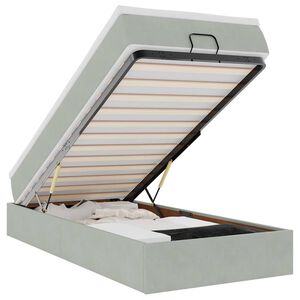 vidaXL Οθωμανικό κρεβάτι με στρώμα ανοιχτό γκρι 90x190cm Velvet