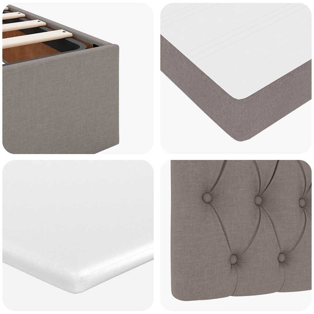 vidaXL Οθωμανικό κρεβάτι με στρώμα & LEDs Taupe 140x200 cm Ύφασμα