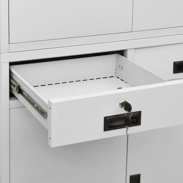 vidaXL Ντουλάπα Γραφείου Ανοιχτό Γκρι 90 x 40 x 180 εκ. Ατσάλινη