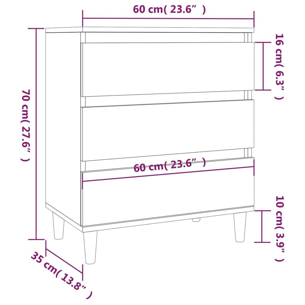 vidaXL Μπουφές Καφέ Δρυς 60x35x70 εκ. από Επεξεργασμένο Ξύλο