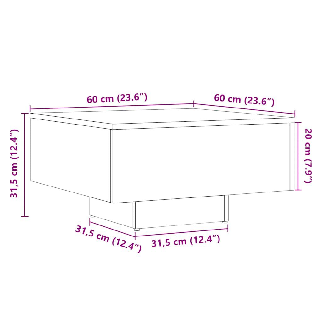 vidaXL Τραπεζάκι Σαλονιού Αρτισιανή Δρυς 60x60x31,5εκ Επεξεργασμ. Ξύλο