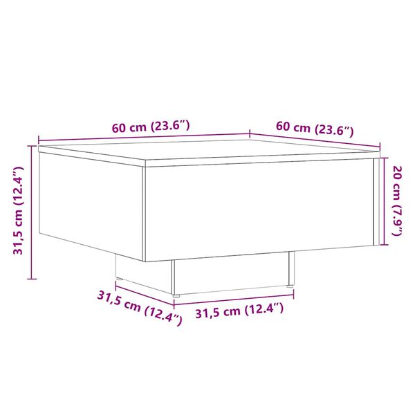 vidaXL Τραπεζάκι Σαλονιού Αρτισιανή Δρυς 60x60x31,5εκ Επεξεργασμ. Ξύλο
