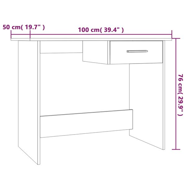 vidaXL Γραφείο Γκρι Sonoma 100x50x76 εκ. από Επεξεργασμένο Ξύλο
