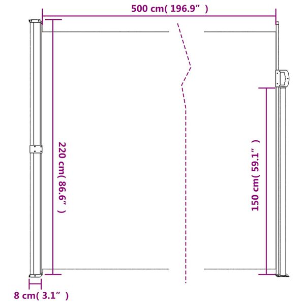 vidaXL Σκίαστρο Πλαϊνό Συρόμενο Ανθρακί 220 x 500 εκ.
