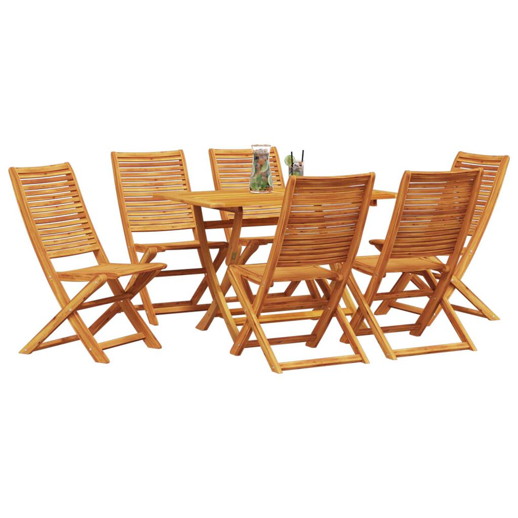 vidaXL Σέτ φαγητού για κήπο 7 pcs Καφέ Μασίφ ξύλο ακακίας