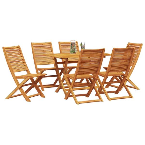 vidaXL Σέτ φαγητού για κήπο 7 pcs Καφέ Μασίφ ξύλο ακακίας