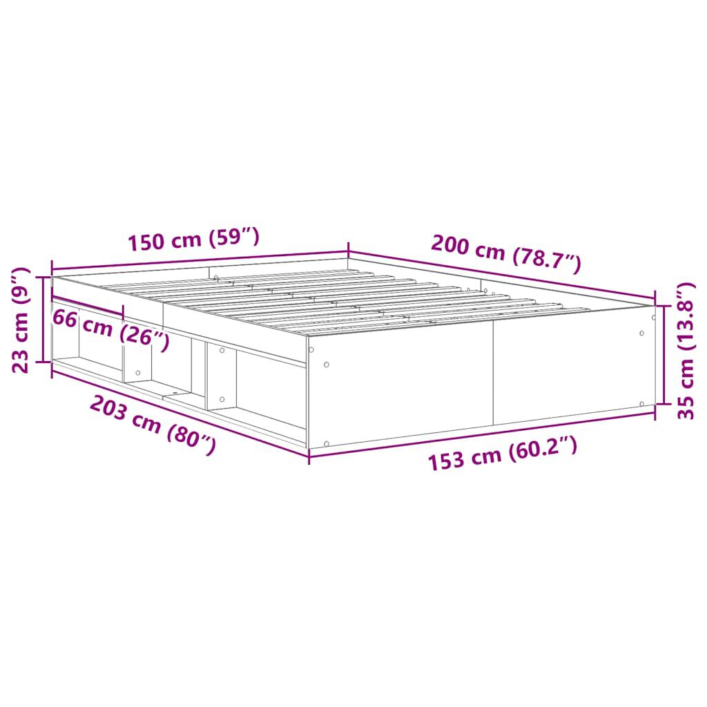 vidaXL Πλαίσιο Κρεβατιού Sonoma Δρυς 150 x 200 εκ. King Size