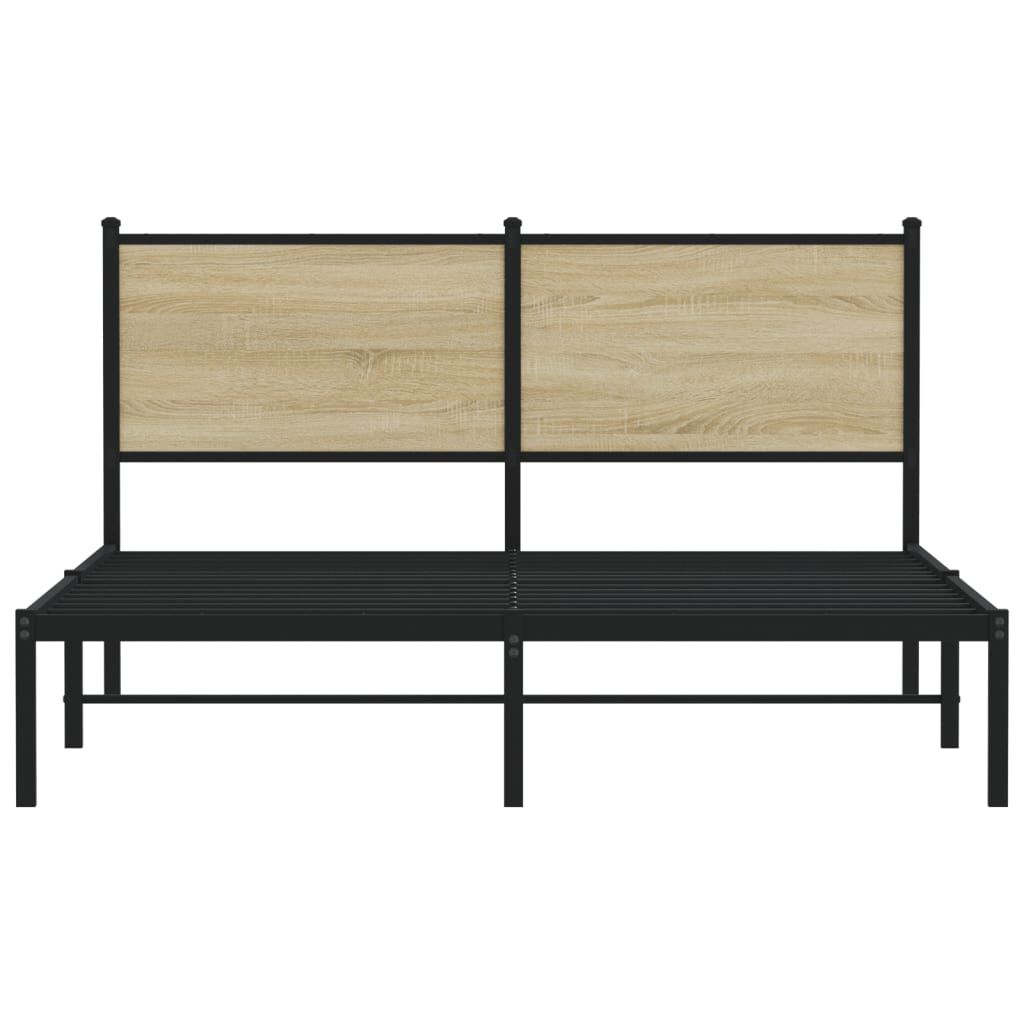 vidaXL Σκελετός Κρεβ. Χωρίς Στρώμα Sonoma Δρυς 150x200 εκ. Μεταλλικό