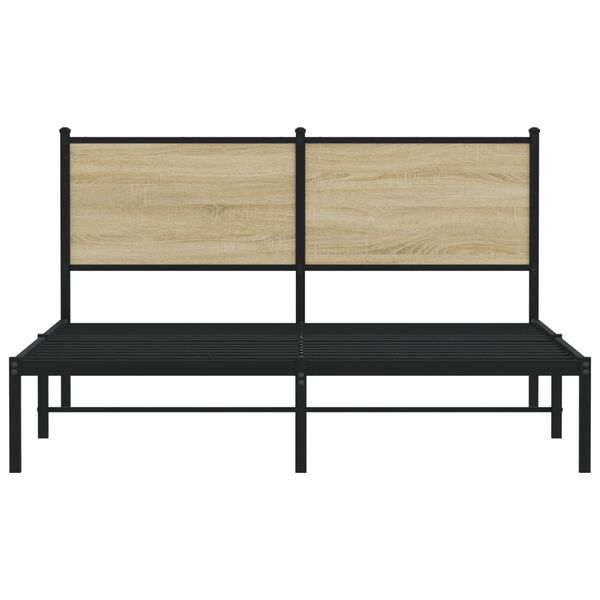 vidaXL Σκελετός Κρεβ. Χωρίς Στρώμα Sonoma Δρυς 150x200 εκ. Μεταλλικό