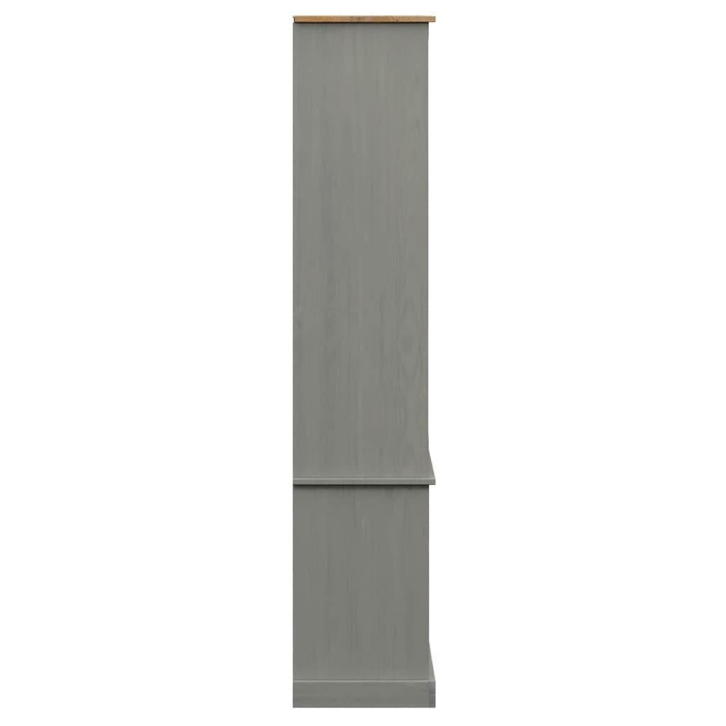 vidaXL Βιτρίνα VIGO Γκρι 85 x 35 x 170 εκ. από Μασίφ Ξύλο Πεύκου
