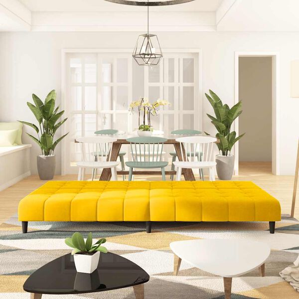 vidaXL Καναπές Κρεβάτι Διθέσιος Κίτρινος Βελούδινος