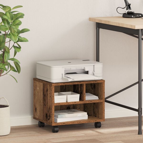 vidaXL Ράφι Εκτυπωτή με Ρόδες Παλιού Ξύλου 41x32x33,5 εκ