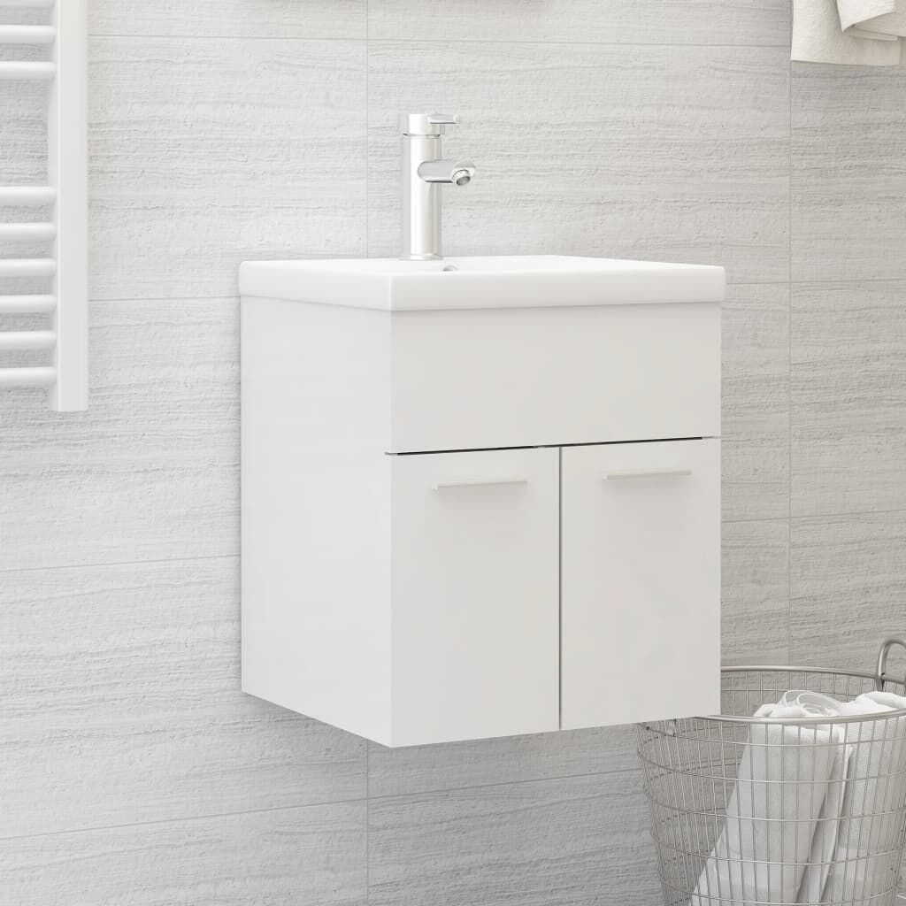vidaXL Ντουλάπι Νιπτήρα Γυαλιστερό Λευκό 41x38,5x46 εκ από Επεξ. Ξύλο