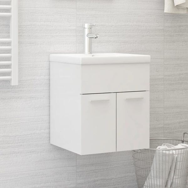 vidaXL Ντουλάπι Νιπτήρα Γυαλιστερό Λευκό 41x38,5x46 εκ από Επεξ. Ξύλο