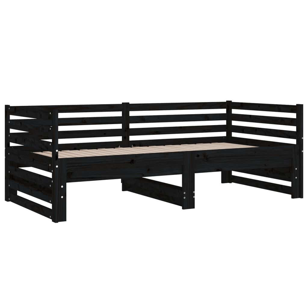 vidaXL Καναπές Κρεβάτι Συρόμενος Μαύρος 2x(80x200) εκ. από Μασίφ Πεύκο