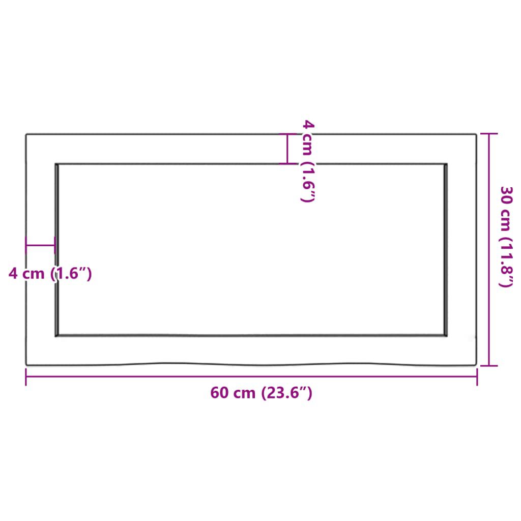 vidaXL Πάγκος Μπάνιου Σκούρο Καφέ 60x30x(2-6) εκ. Επεξεργ. Μασίφ Ξύλο