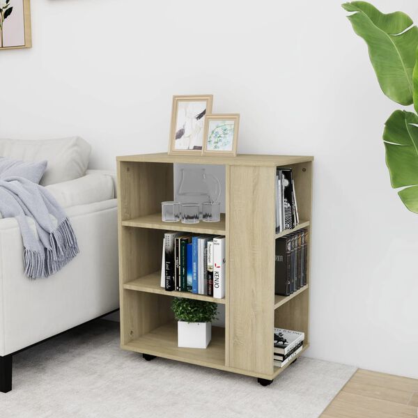 vidaXL Ντουλάπι Τροχήλατο Sonoma Δρυς 60 x 35 x 75 εκ. από Επεξ. Ξύλο