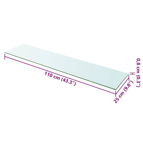 vidaXL Ράφι Πάνελ Διάφανο 110 x 25 εκ. Γυάλινο