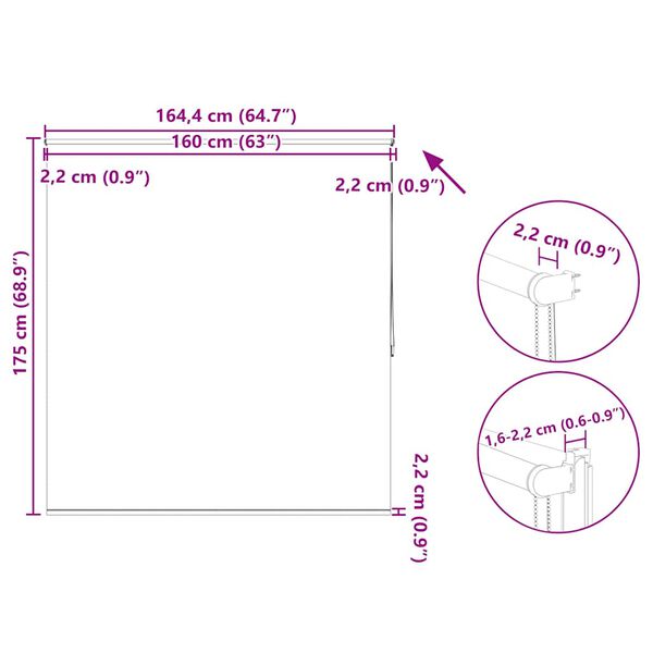 Στόρι Συσκότισης Ρόλερ Λευκό 160 x 175 εκ.