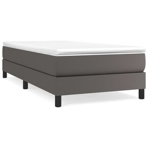 vidaXL Κρεβάτι Boxspring με Στρώμα Γκρι 90x200 εκ. από Συνθετικό Δέρμα