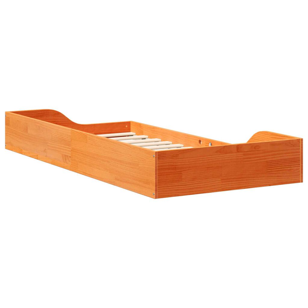 vidaXL Κρεβάτι δαπέδου Καφέ κεριού 90 x 190 cm Συμπαγές ξύλο πεύκου