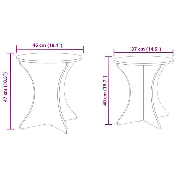 vidaXL Τραπεζάκι σαλονιού 2 pcs Φυσικό 46 x 46 x 47 εκ