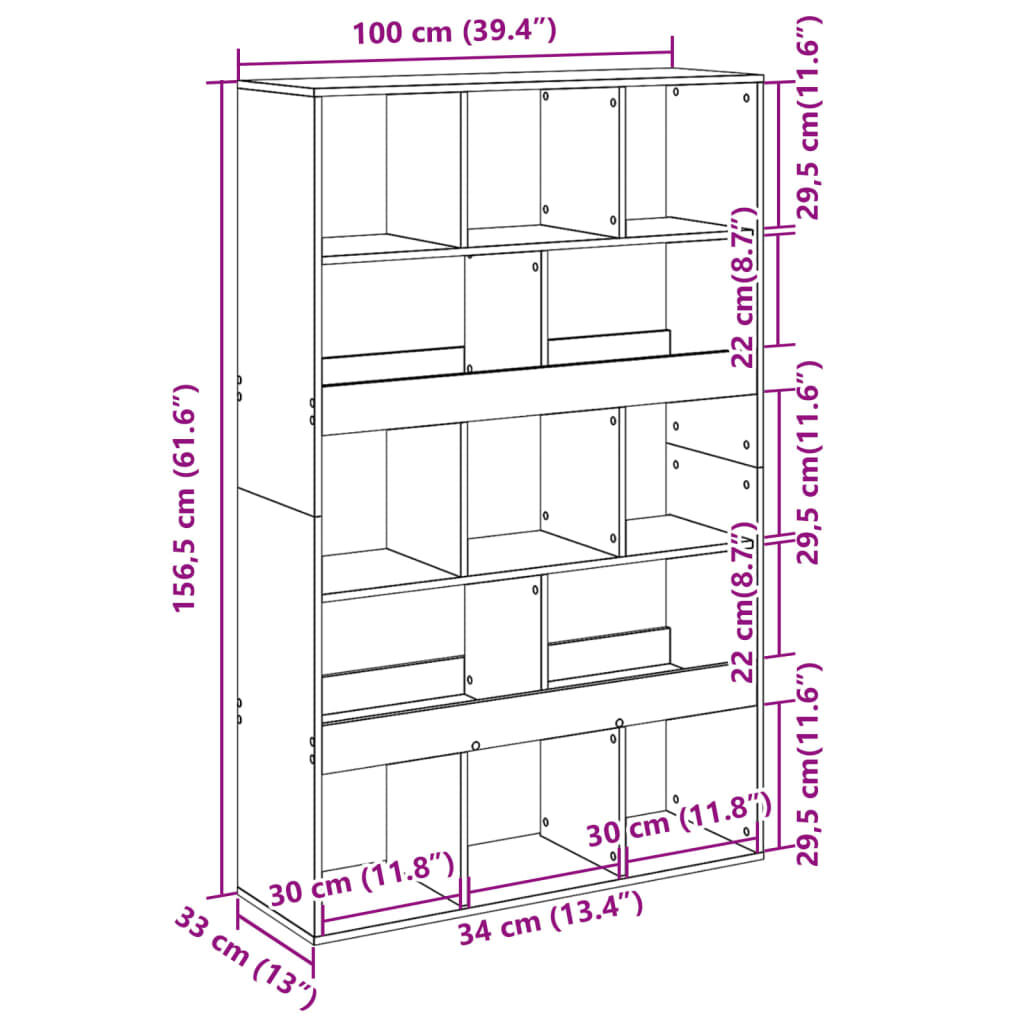 vidaXL Βιβλιοθήκη Καφέ Δρυς 100x33x156,5εκ. από Επεξεργασμένο Ξύλο