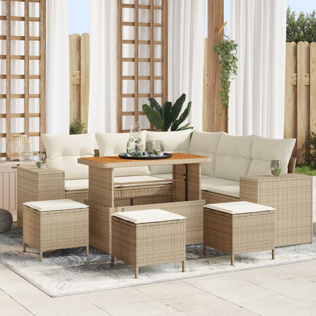 vidaXL Σετ Καναπέ Κήπου 9 pcs Μπεζ και Κρέμα 110 x 55 x 71 εκ