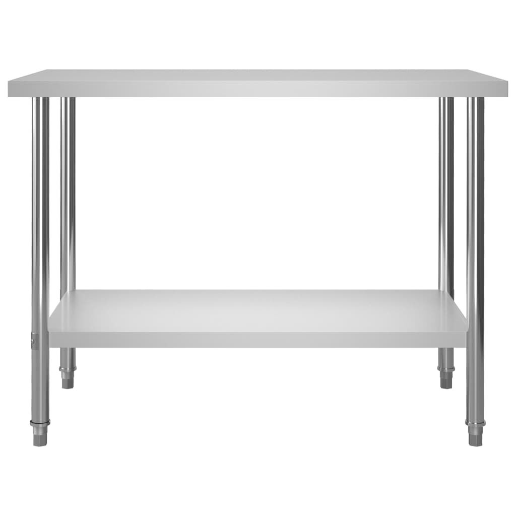 vidaXL Πάγκος Εργασίας Κουζίνας με Ράφια 120x60x150 εκ. Ανοξ. Ατσάλι