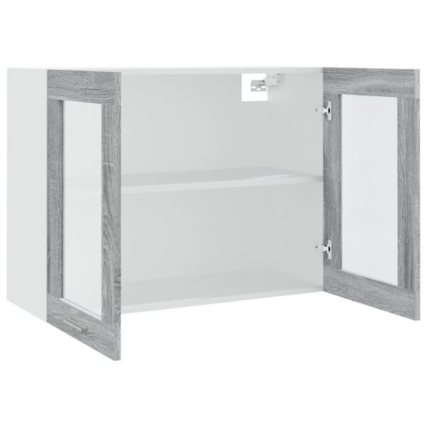 vidaXL Κρεμαστό Ντουλάπι Γυάλινο Lyon Γκρι Sonoma 80x31x60εκ.
