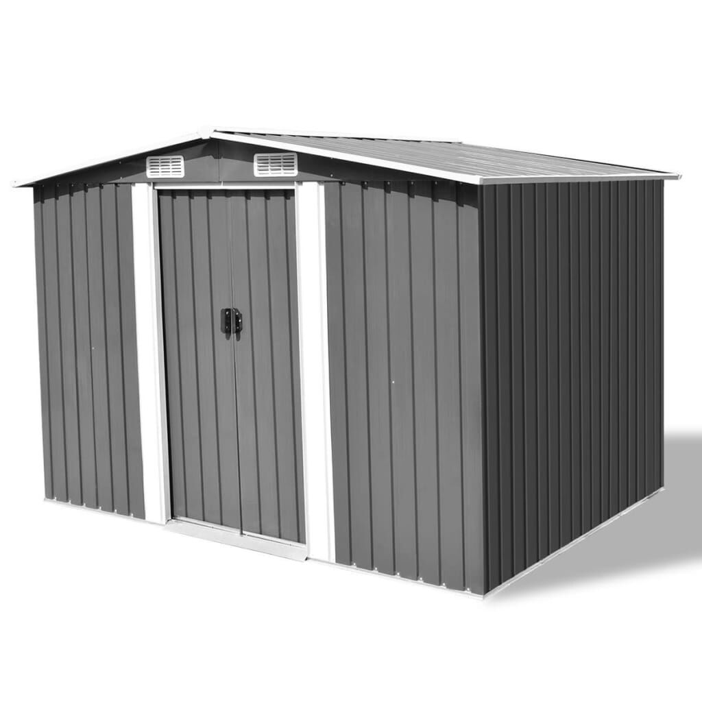 vidaXL Αποθήκη Κήπου Γκρι 257 x 205 x 178 εκ. Μεταλλική