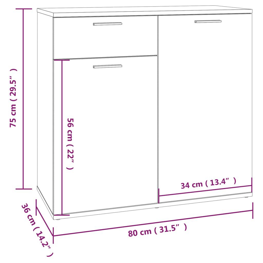 vidaXL Ντουλάπι Καπνιστή Δρυς 80 x 36 x 75 εκ. Επεξεργασμένο Ξύλο