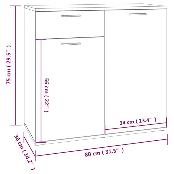 vidaXL Ντουλάπι Καπνιστή Δρυς 80 x 36 x 75 εκ. Επεξεργασμένο Ξύλο