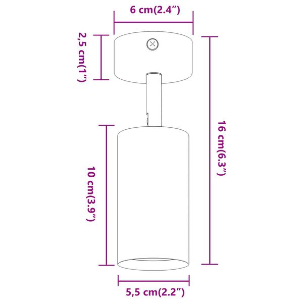 vidaXL Σποτ οροφής Μαύρο 6 x 6 x 16.5 εκ Ατσάλι