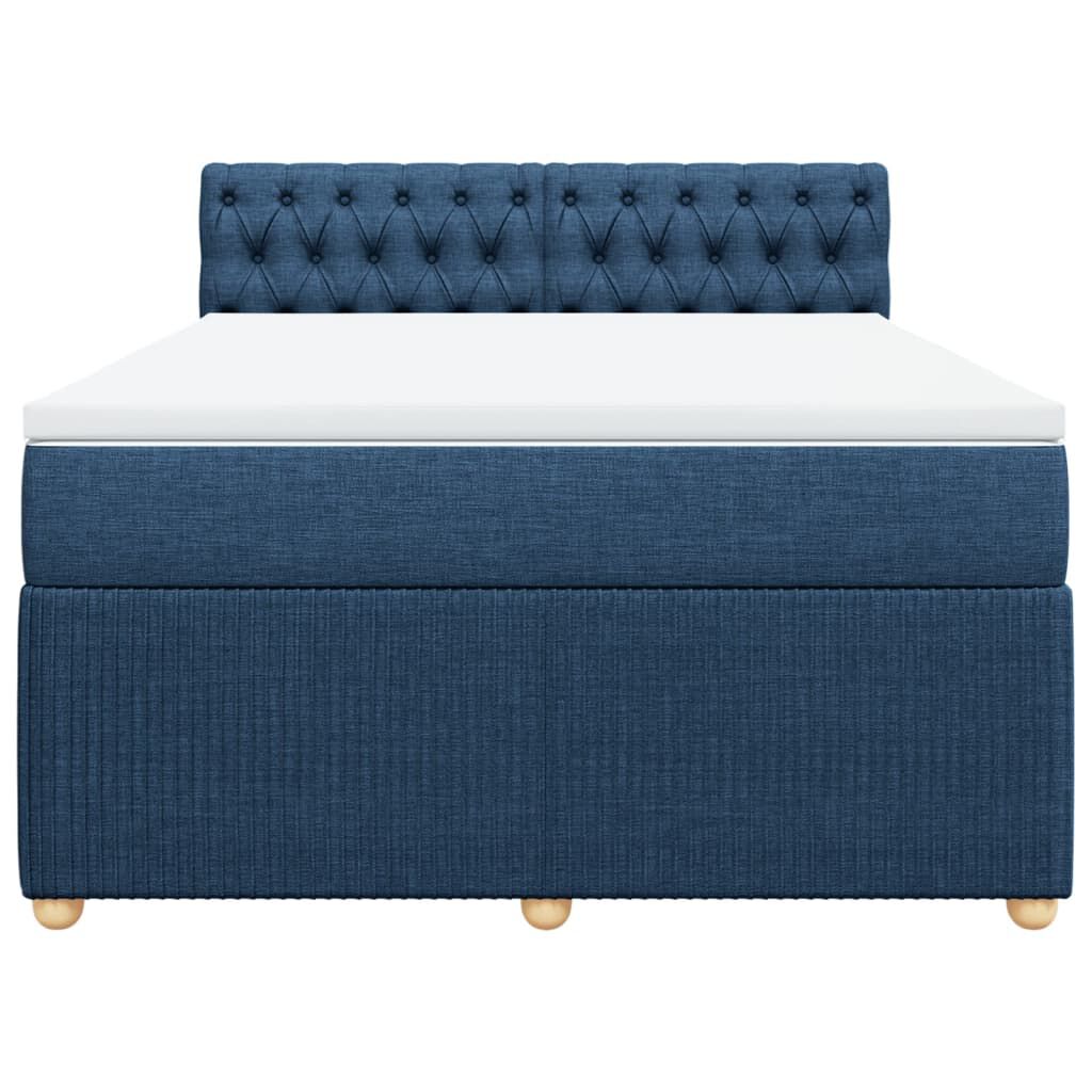 vidaXL Κρεβάτι Boxspring με Στρώμα Μπλε 160x200 εκ. Υφασμάτινο