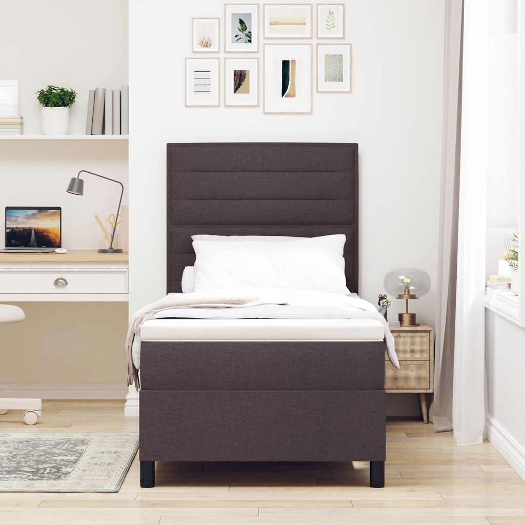 vidaXL Κρεβάτι με Βάση Σκούρο Καφέ 100x200 cm Ύφασμα