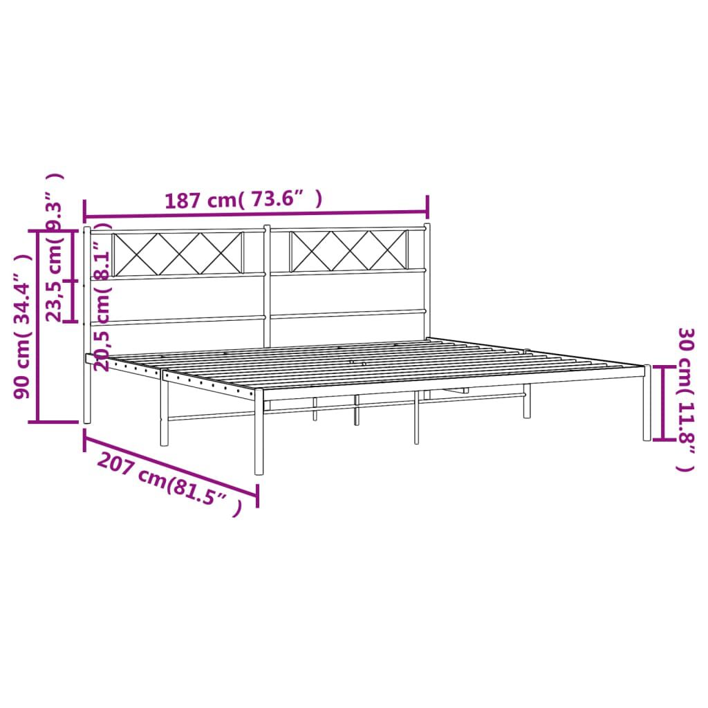 vidaXL Πλαίσιο Κρεβατιού με Κεφαλάρι Λευκό 180x200 εκ. Μεταλλικό