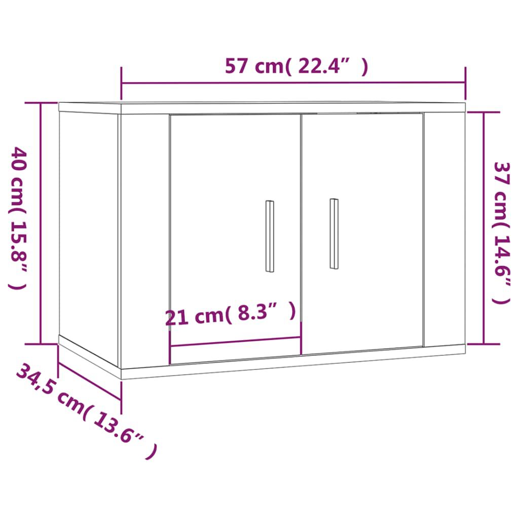 vidaXL Έπιπλο Τηλεόρασης Επιτοίχιο Λευκό 57 x 34,5 x 40 εκ.