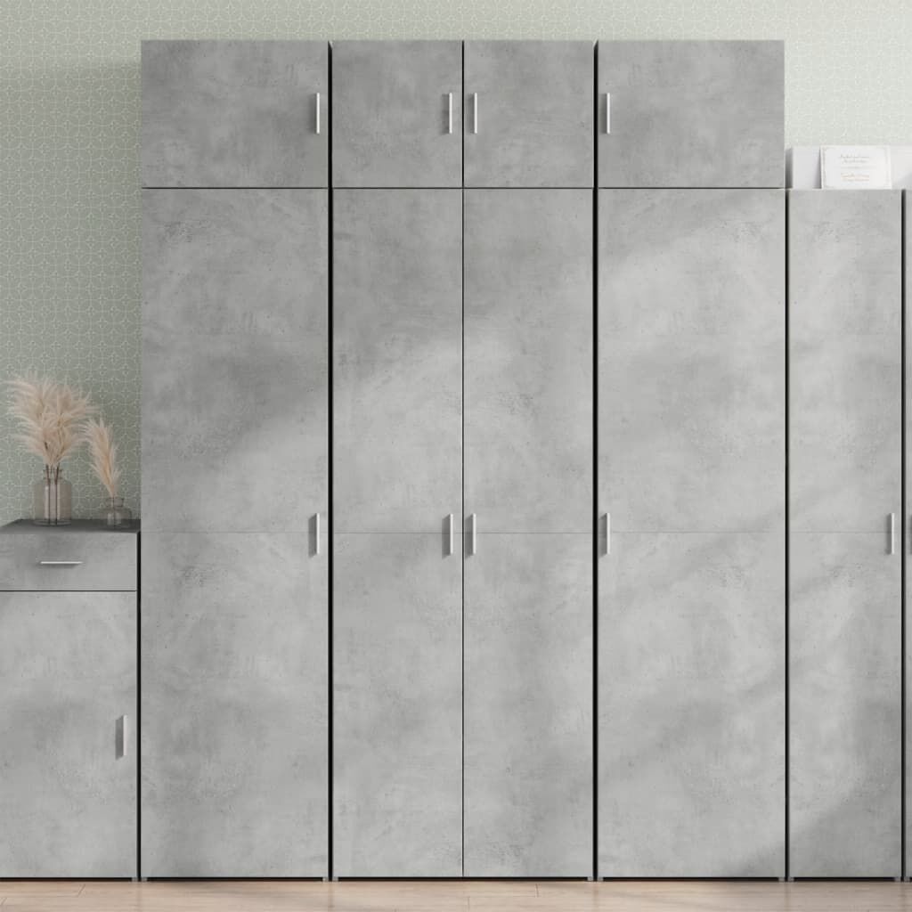 vidaXL Ραφιέρα με Ντουλάπια Γκρι Σκυροδέμ. 70x42,5x225 εκ. Επεξ. Ξύλο