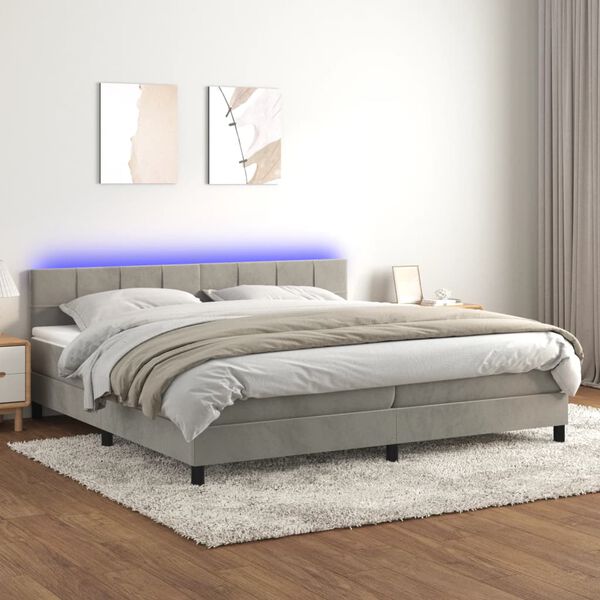 vidaXL &Kappa;&rho;&epsilon;&beta;ά&tau;&iota; Boxspring &mu;&epsilon; &Sigma;&tau;&rho;ώ&mu;&alpha; & LED &Alpha;&nu;.&Gamma;&kappa;&rho;&iota; 200x200 &epsilon;&kappa;. &Beta;&epsilon;&lambda;&omicron;ύ&delta;&iota;&nu;&omicron;