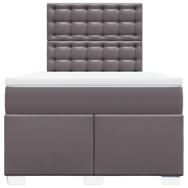 vidaXL Κρεβάτι Boxspring με Στρώμα Γκρι 120x190εκ. από Συνθετικό Δέρμα