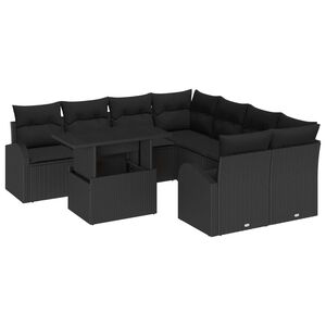 vidaXL &Sigma;&epsilon;&tau; &Kappa;&alpha;&nu;&alpha;&pi;έ &Kappa;ή&pi;&omicron;&upsilon; &mu;&epsilon; &mu;&alpha;&xi;&iota;&lambda;ά&rho;&iota; &mu;&epsilon; &mu;&alpha;&xi;&iota;&lambda;ά&rho;&iota; 9 pcs &Mu;&alpha;ύ&rho;&omicron; &Pi;&omicron;&lambda;&upsilon; &Rho;&alpha;&tau;ά&nu;