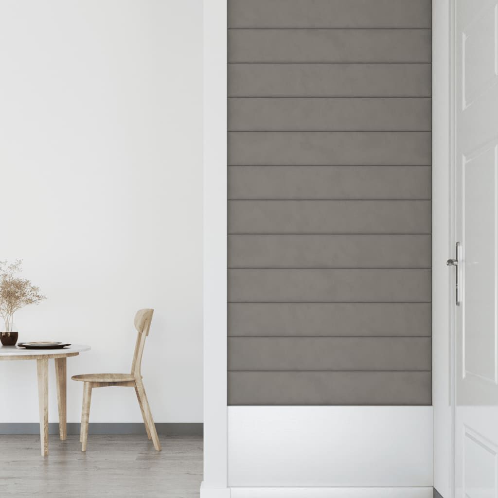 vidaXL Πάνελ Τοίχου 12 τεμ. Ανοιχτό Γκρι 90 x 15 εκ. 1,62 μ² Βελούδινα