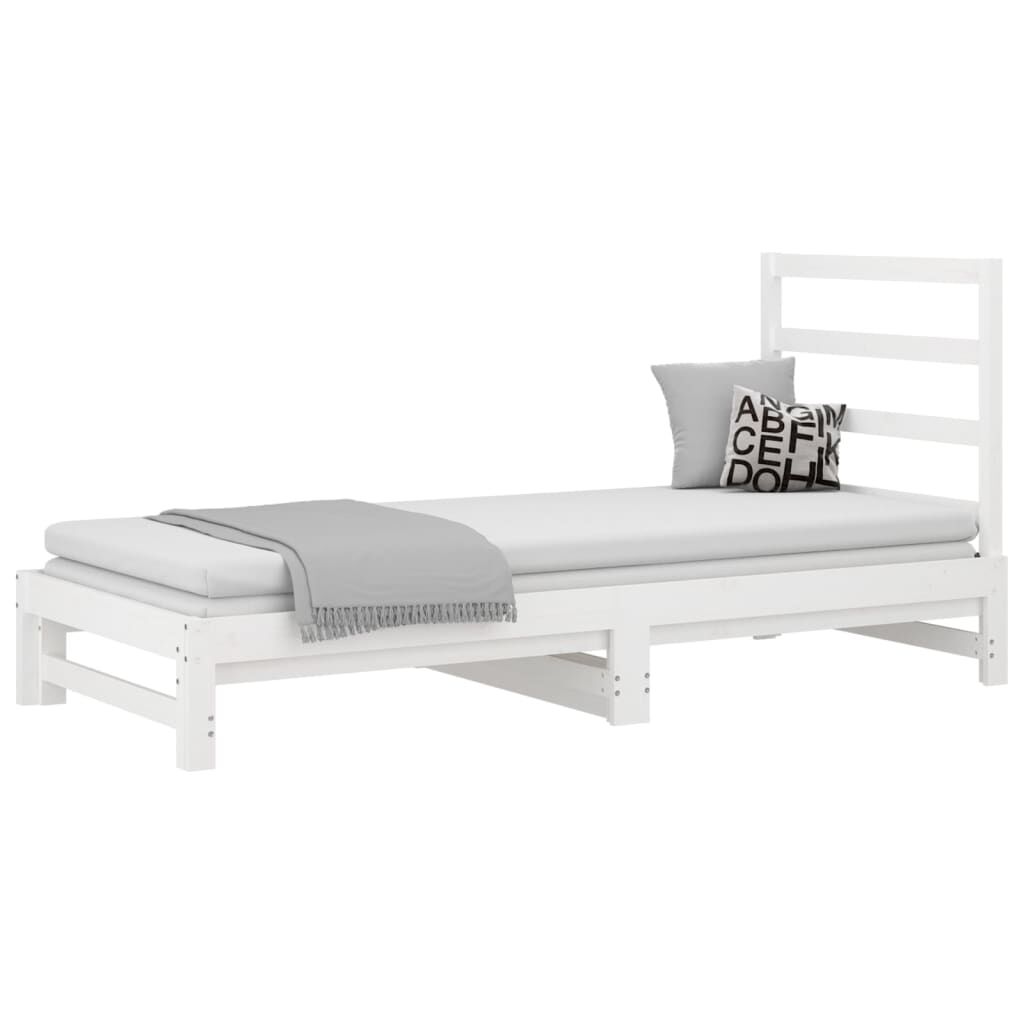 vidaXL Καναπές Κρεβάτι Συρόμενος Λευκός 2x(90x190) εκ. από Μασίφ Πεύκο