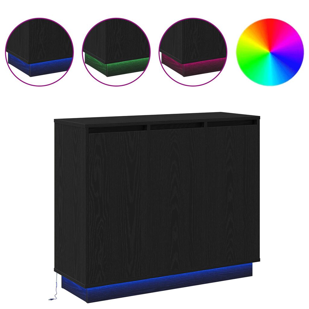 vidaXL Μπουφές με LED Μαύρη Δρυς 90x32x75 εκ. από Επεξεργασμένο Ξύλο