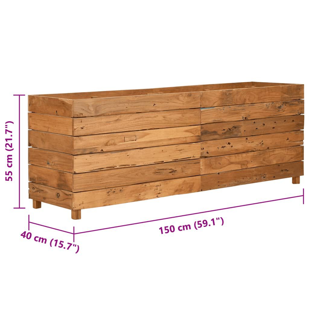 vidaXL Ζαρντινιέρα Υπερυψωμένη 150x40x55 εκ. Ανακυκλ. Ξύλο Teak/Ατσάλι