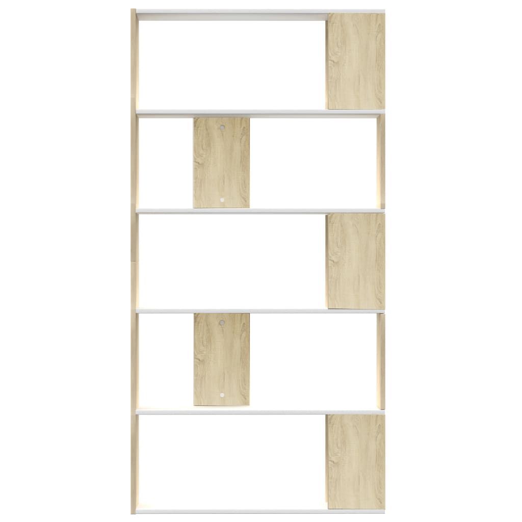 vidaXL Βιβλιοθήκη/Διαχωρισ. Λευκό/Sonoma Δρυς 80 x 24 x 159 εκ.