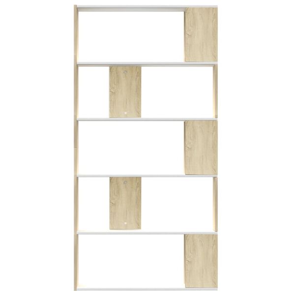 vidaXL Βιβλιοθήκη/Διαχωρισ. Λευκό/Sonoma Δρυς 80 x 24 x 159 εκ.